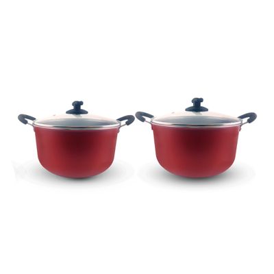 Kit com 2 Caçarolas Grande Familia Dona Chefa Anti Aderente Tampa de Vidro 28cm 30cm