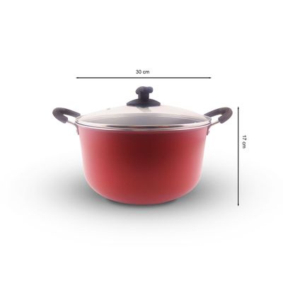 Kit com 2 Caçarolas Grande Familia Dona Chefa Anti Aderente Tampa de Vidro 28cm 30cm