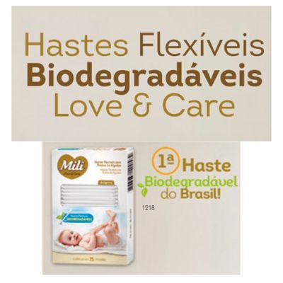 Cotonete Hastes Flexiveis 1 caixa c/ 75 unidades Biodegradável - MILI