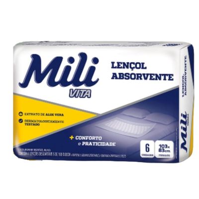 Lençol Descartável  Absorvente Mili Vita para adulto  5 pacotes com 6 lençóis   Total 30 lençóis