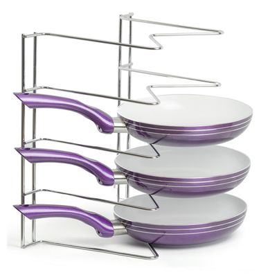 Organizador Armário de Cozinha Porta Tampas Travessas Frigideiras Formas Suporte Cromado