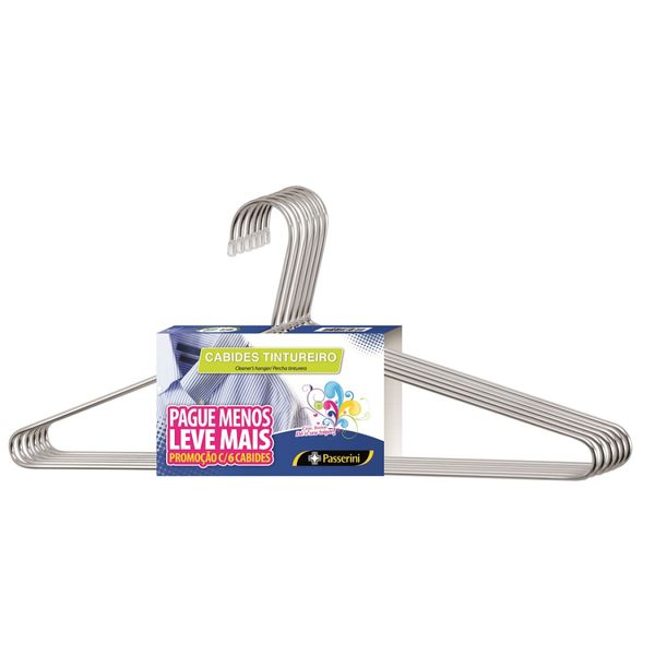 Cabide Tintureiro Cromado Organização Roupa Armario - Kit com 06 unidades