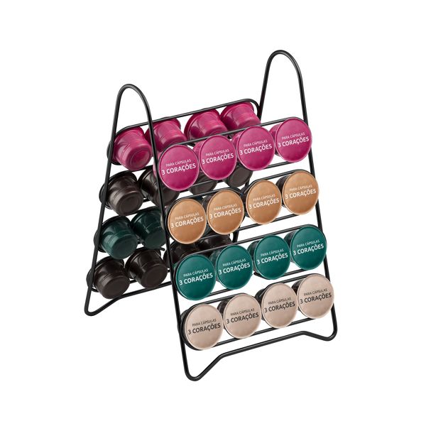 Porta Cápsulas Três Corações Suporte Preto para 32 Unidades Café Porta Cápsulas Três Corações Suporte Preto para 32 Unidades Café
