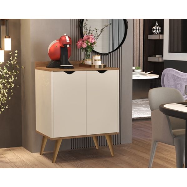Aparador 2 Portas Buffet 4545 Pés Palito - Perola / Nature Aparador 2 Portas Buffet 4545 Pés Palito - Perola / Nature