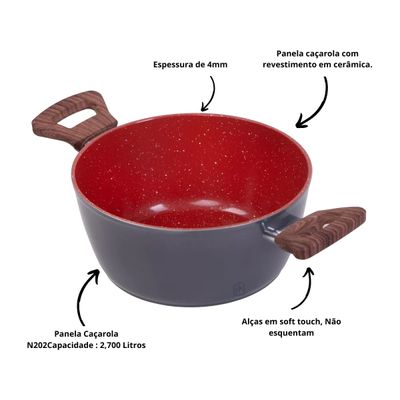 Panela Caçarola Nano Cerâmica Antiaderente Indução TV 20cm