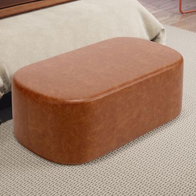 Puff Decorativo Orgânico para Living Quarto 100cm Doha W01 Couríssimo Camel - Lyam Decor