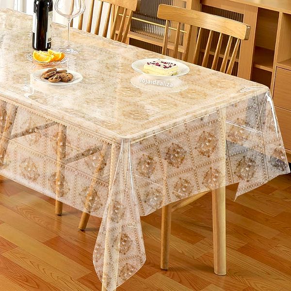 Toalha Mesa Plástico Transparente 4 e 6 Lugares 1,40x1,60 M2 Toalha Mesa Plástico Transparente 4 e 6 Lugares 1,40x1,60 M2