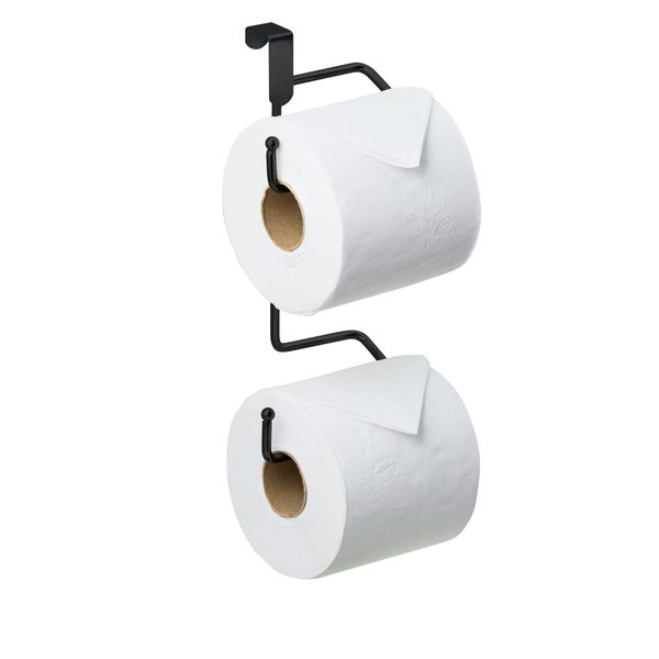 Porta Papel Higiênico para Caixa de Descarga Suporte para Dois Rolos Sem Furo Preto
