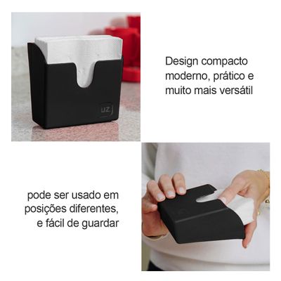 Porta Guardanapo de Mesa Preto Compacto Bar Restaurante
