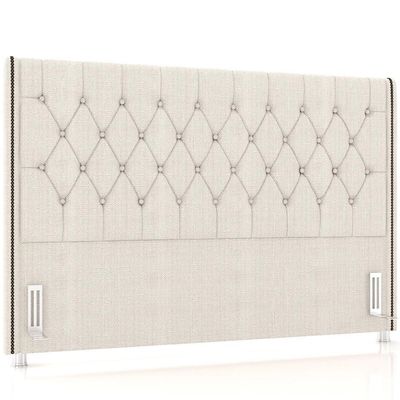 Cabeceira Cama Box Casal 140cm Estofada Frizza P05 Linho Creme - Lyam Decor