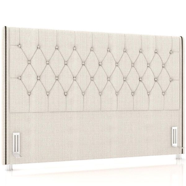 Cabeceira Cama Box Casal 140cm Estofada Frizza P05 Linho Creme - Lyam Decor
