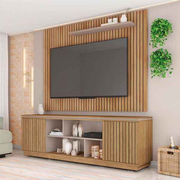 Rack Com Painel TV até 70 Polegadas Falcon Marrom Caemmun Rack Com Painel TV até 70 Polegadas Falcon Marrom Caemmun