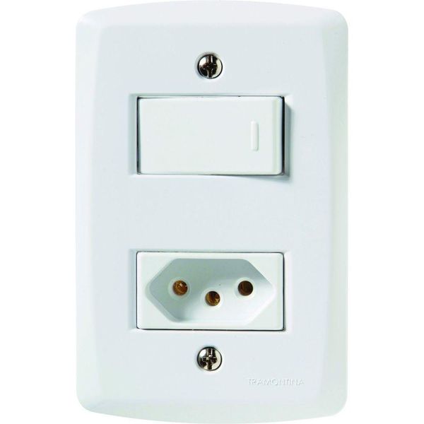 Conjunto 4x2 Com 1 Interruptor Paralelo 10 A 250 V E 1 Tomada 2p+t 20 A 250 V Lux2 Branco