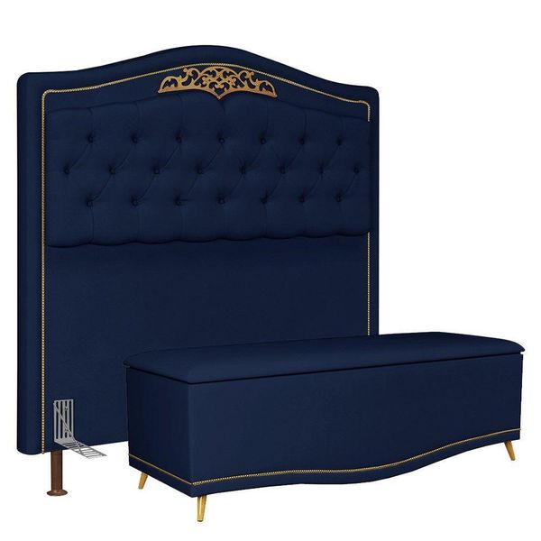 Cabeceira Cama Box Casal 160Cm Suede Azul