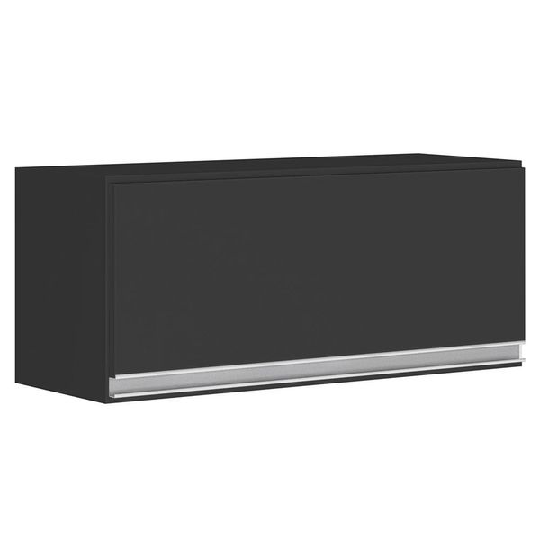 Armário Aéreo Multiuso Geladeira Lux 80cm 100% MDF 01 Porta Basculante Preto TX Fosco - Desk Design
