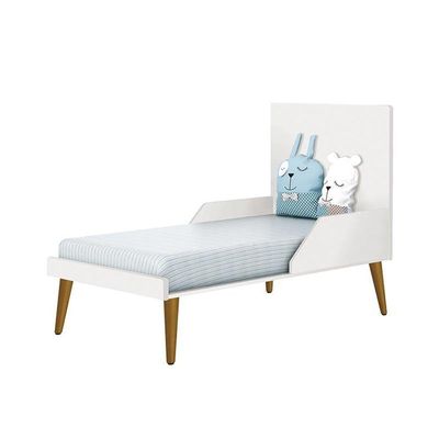 Jogo De Quarto Infantil Theo Cômoda 6 Gavetas E Berço Branco Fosco Com Pés Amadeirado - Reller Móveis Branco Fosco