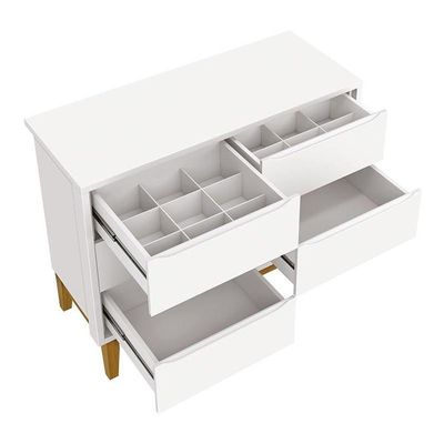 Cômoda Infantil Classic 6 Gavetas Branco Fosco Com Pés Madeira Natural - Reller Móveis Branco Fosco
