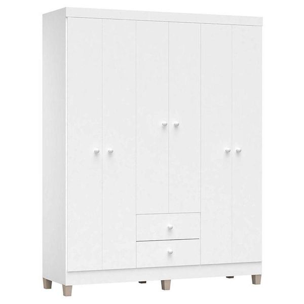 Guarda Roupa Infantil Ternura Baby 6 Portas Branco Brilho - Incorplac