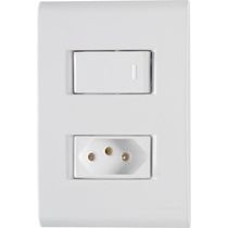 Conjunto 4x2 com 1 Interruptor Simples 10 A 250 V e 1 Tomada 2P+T 20 A 250 V Tramontina Liz Branco