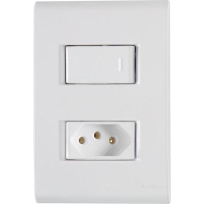 Conjunto 4x2 com 1 Interruptor Simples 10 A 250 V e 1 Tomada 2P+T 20 A 250 V Tramontina Liz Branco