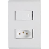 Conjunto 4x2 com 1 Interruptor Simples 10 A 250 V e 1 Tomada 2P+T 10 A 250 V Tramontina Liz Branco