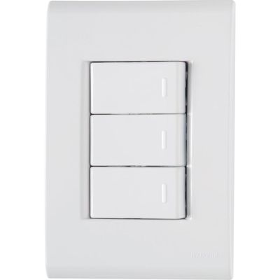 Conjunto 4x2 com 3 Interruptores Simples Tramontina Liz 10 A 250 V Branco