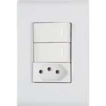 Conjunto 4x2 com 2 Interruptores Simples 10 A 250 V e 1 Tomada 2P+T 10 A 250 V Tramontina Liz Branco