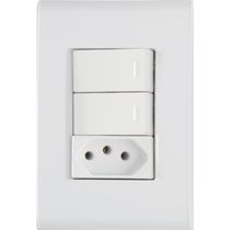 Conjunto 4x2 com 2 Interruptores Simples 10 A 250 V e 1 Tomada 2P+T 10 A 250 V Tramontina Liz Branco