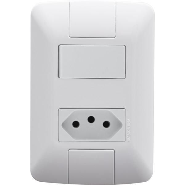 Conjunto 4x2 com 1 Interruptor Simples 6 A 250 V e 1 Tomada 2P+T 10 A 250 V Tramontina Aria Branco