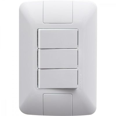 Conjunto 4x2 com 3 Interruptores Simples Tramontina Aria 6 A 250 V Branco
