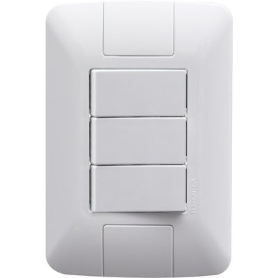 Conjunto 4x2 com 3 Interruptores Simples Tramontina Aria 6 A 250 V Branco