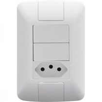 Conjunto 4x2 com 2 Interruptores Paralelos 6 A 250 V e 1 Tomada 2P+T 10 A 250 V Tramontina Aria Branco