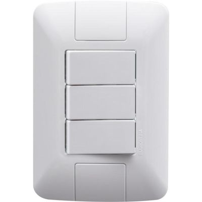Conjunto 4x2 com 3 Interruptores Paralelos 6 A 250 V Tramontina Aria Branco