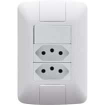Conjunto 4x2 com 1 Interruptor Simples 6 A 250 V e 2 Tomadas 2P+T 20 A 250 V Tramontina Aria Branco