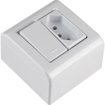 Caixa de Sobrepor com 1 Interruptor Simples 10 A 250 V e 1 Tomada 2P+T 20 A 250 V Tramontina LizFlex Branca