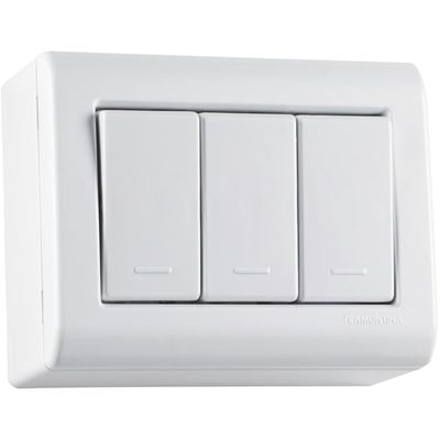 Caixa de Sobrepor com 3 Interruptores Simples 10 A 250 V Tramontina LizFlex Branca