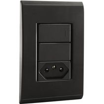 Conjunto 4x2 com 1 Interruptor Simples 10 A 250 V e 1 Tomada 2P T 10 A 250 V Tramontina Liz Grafite