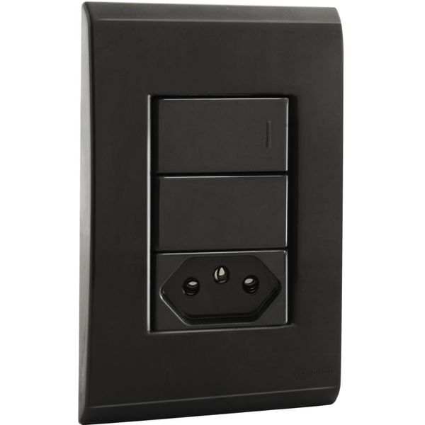 Conjunto 4x2 com 1 Interruptor Simples 10 A 250 V e 1 Tomada 2P T 10 A 250 V Tramontina Liz Grafite