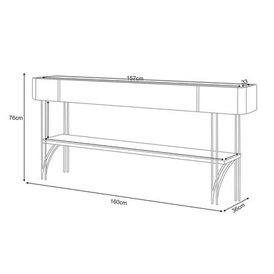 Aparador Decorativo Rennes MDP/MDF Pés de Aço Off White/Cinamomo G26 - Gran Belo