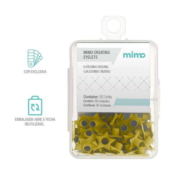 Ilhós Mimo Creating - Estrela - Amarelo Candy - 4,5 mm - 50 Unids