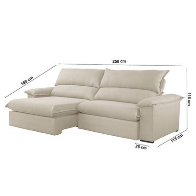 Sofá Filadélfia Linho 02 Módulos 100cm B25cm Meu Sofá Online A302 Linho Branco
