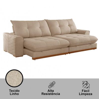 Sofá Argo Linho 02 Módulos 100 Cm B25cm Meu Sofá Online A226 Linho Bege