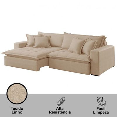 Sofá Zen Linho 02 Módulos 90 Cm B25 Meu Sofá Online A226 Linho Bege