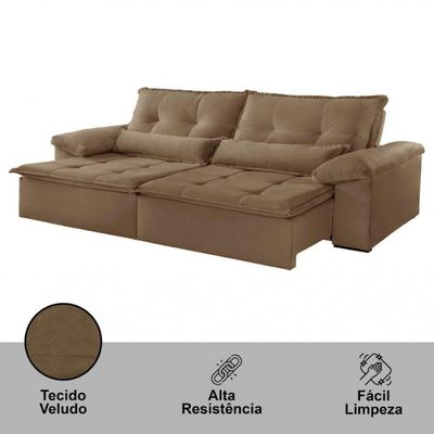 Sofá San Andreas Veludo 2 Módulos 80cm B25cm Meu Sofá Online B016 Veludo Marrom