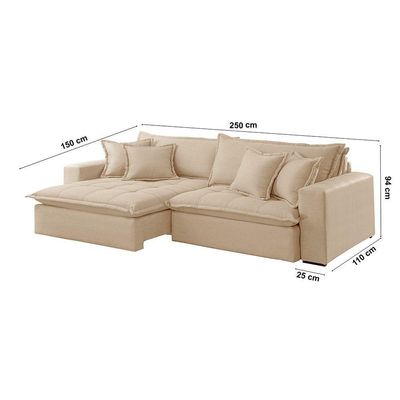 Sofá Zen Linho 02 Módulos 100 Cm B25 Meu Sofá Online A294 Linho Creme