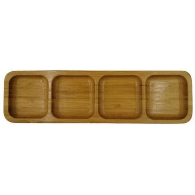 Petisqueira Retangular em Bambu 4 Espaços Dolce Home