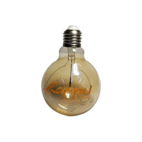 Lampada Led Vintage Happy Mensagem 4w Branco Quente Casa