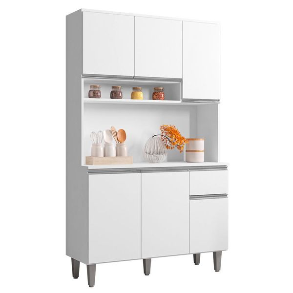 Kit Cozinha Compacta Márcia 105cm Com 6 Portas e 1 Gaveta Branco - Desk Design