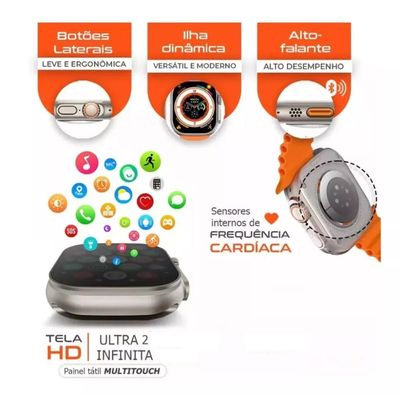 Relogio Smartwatch Hw Ultra2 49mm 8x1 +7 Pulseiras Com Chat Gpt - Preto