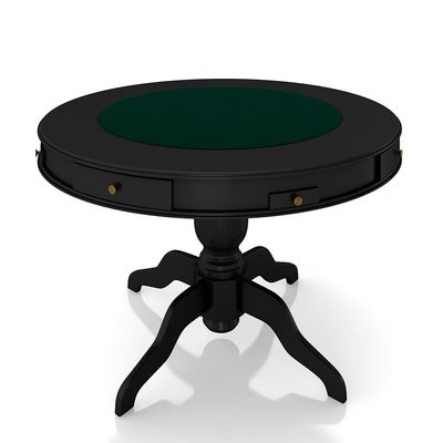 Mesa de Jogos Carteado 4 Lugares Bellagio com Gavetas e Tampo Reversível com Tecido Preto/Verde G42 - Gran Belo
